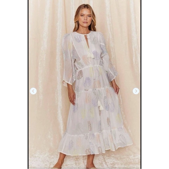 New Raga from Anthro White Embroidered Palm Dress size XS - Picture 1 of 9